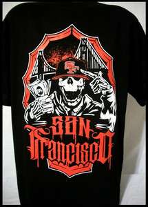 SF San Francisco 49ers Money Skull T Shirt Bay Area Bridge Frisco 415 