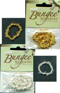 BS STRETCHY BUNGEE BRACELET w/JUMP RINGS GOLD or SILVER 790524018413 