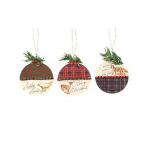   Lodge Plaid Round Country Christmas Ornaments 4.5 