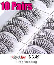 10 Pairs Black Natural Fales Eyelashes eye lash Make up handmade 096 