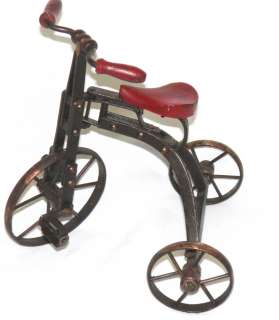 Iron Miniature Tricycle Red wood Seat & Handles 11x8x10  