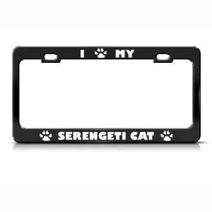 Serengeti Cat Black Animal Metal license plate frame Tag Holder