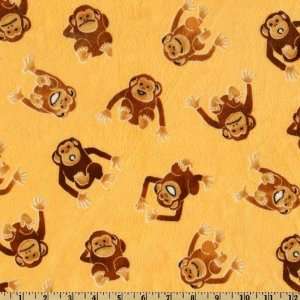  60 Wide Kaufman Minky Cuddle Monkey Business Orange Fabric 