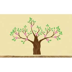  BIG Tree Vinyl Wall Decal Magical Winter Tree with Flowers 