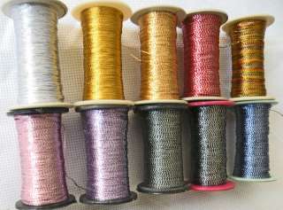 10 Decorating Thread Spools. Soft Metallic Rayon Thread  