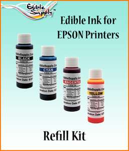 oz   4 Color Edible Ink Refill Kits for Epson Printer  