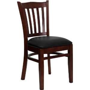   Back Wooden Restaurant Chair with Black Vinyl Seat