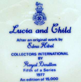 EDNA HIBEL plate LUCIA and CHILD by ROYAL DOULTON 1977  