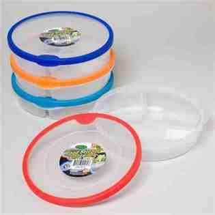 DDI 3 Section Round Plastic Food Storage Container Case Pack 48 428623 