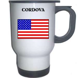  US Flag   Cordova, Alaska (AK) White Stainless Steel Mug 