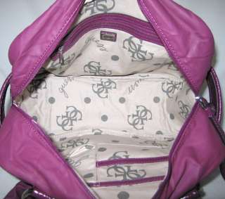 GUESS Sassy Logo Bag Purse Satchel Black Purple New NWT  