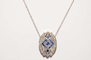 2,000 .55CT FRENCH CUT BLUE SAPPHIRE & DIAMOND CLUSTER NECKLACE 