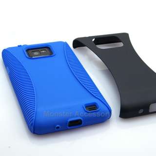   Blue Dual Flex Hard Case Gel Cover Samsung Galaxy S2 i9100 i777  