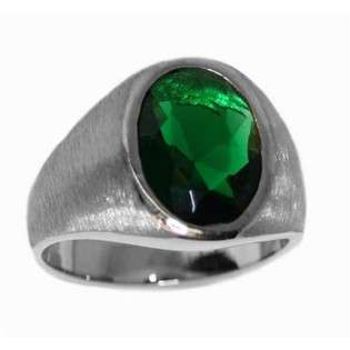   Ring for Men   Sterling Silver and Simulated Emerald Ring for Men