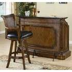 Coaster 3pc Bar Unit and Bar Stools Set with Leather Seat in Brown 