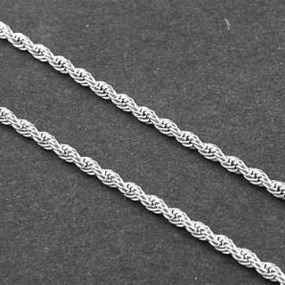 20 2.5mm WHITE GOLD EP ROPE NECKLACE CHAIN  