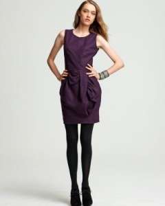   MIMI FLANNEL WOOL SLEEVELESS DRESS, Grape, Size 4, MSRP $188  