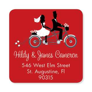 Noteworthy Collections Tandem Bike Ride Berry Personalized Sticker 