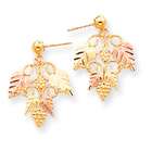 JewelryWeb 10k Tri Color Black Hills Gold Leaf Dangle Earrings