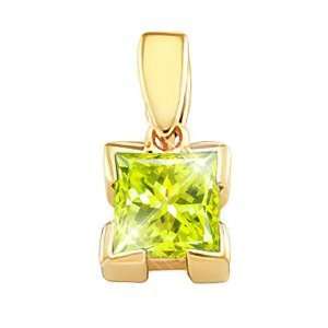   White Gold Pendant with Greenish Yellow Diamond 1 carat Princess cut