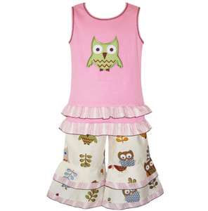   Trendy Boutique Owl Capri pants & Tank Outfit Clothes size 2 10  