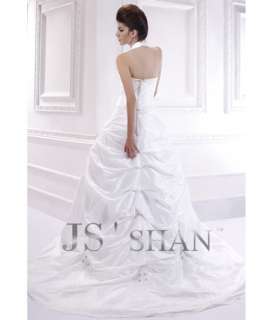 SALEJsshan White Taffeta Beading Halter Bridal Gown Wedding Dress,US4 