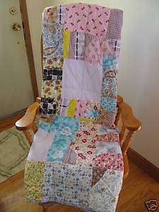 Vintage Handmade Crazy Patchwork Quilt Double or Twin  