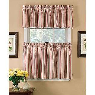 Red Ticking Stripe Tier Curtains  Country Living For the Home Window 