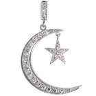 Sabrina Silver Sterling Silver Crescent Moon & Star Pendant w/ Pave CZ 
