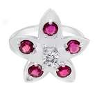 britney 14k white gold ruby diamond flower design ring 1