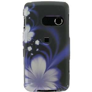 Crystal Hard Black RUBBERIZED With Puple Flowers Design Cover Case for 