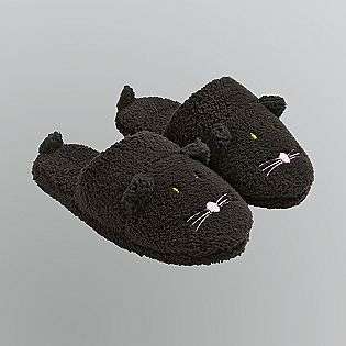 Black Cat Slippers  Pink Cookie Shoes Womens Slippers 