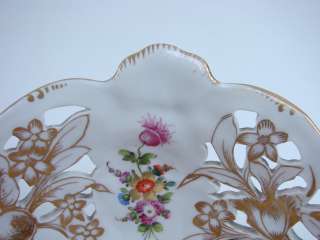 Dresden Footed Bowl Floral Porcelain Germany German China Marked 
