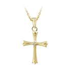   18k Gold over Sterling Silver Diamond Accent Cross Necklace