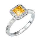   Ring with Fancy Orange Yellow Diamond 3/4 carat Princess cut
