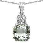    Sterling Silver Green Amethyst and Diamond Accent Necklace