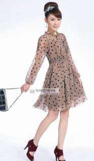 New Womens Long Sleeve Chiffon Dress #GF229 Free p&p  