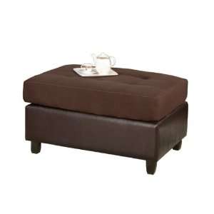 Ottoman Footstool with Microfiber Tufted Look Cushion Seat 