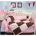 SoHo Designs Pink Minky and Brown Suede Baby Crib Nursery Bedding SET 