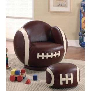   Kids Swivel Chair and Ottoman Set with Football Design 