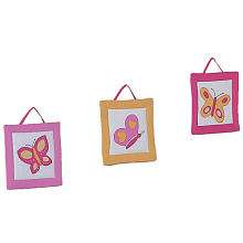JoJo Designs Pink and Orange Butterfly Collection 3 Piece Plush Wall 