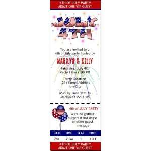  4th of July Party Ticket Invitation 