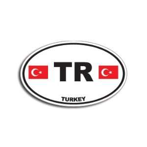   TR TURKEY Country Auto Oval Flag   Window Bumper Sticker Automotive