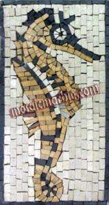 Sea Horse Marble Mosaic Bathroom Mural Hanging Art Tile  