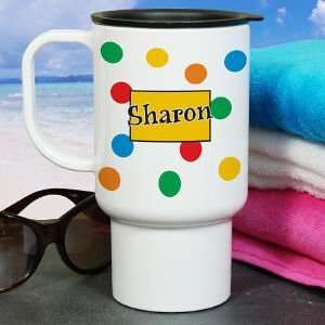  Personalized Polka Dot Name Travel Mug