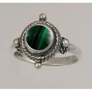   Sterling Silver Ring Featuring a Beautiful Malachite Gemstone Jewelry