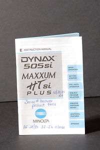 Minolta Dynax / Maxxum 505si / HTsi Plus Instruction  