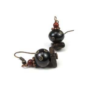  Decorative Bone Sphere Beads Dangle Earrings Accented with 