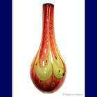 New Long Neck Coral Hand Blown Fused Art Glass Vase 16