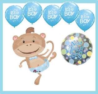BABY BOY NEWBORN MONKEY balloons party shower supplies  